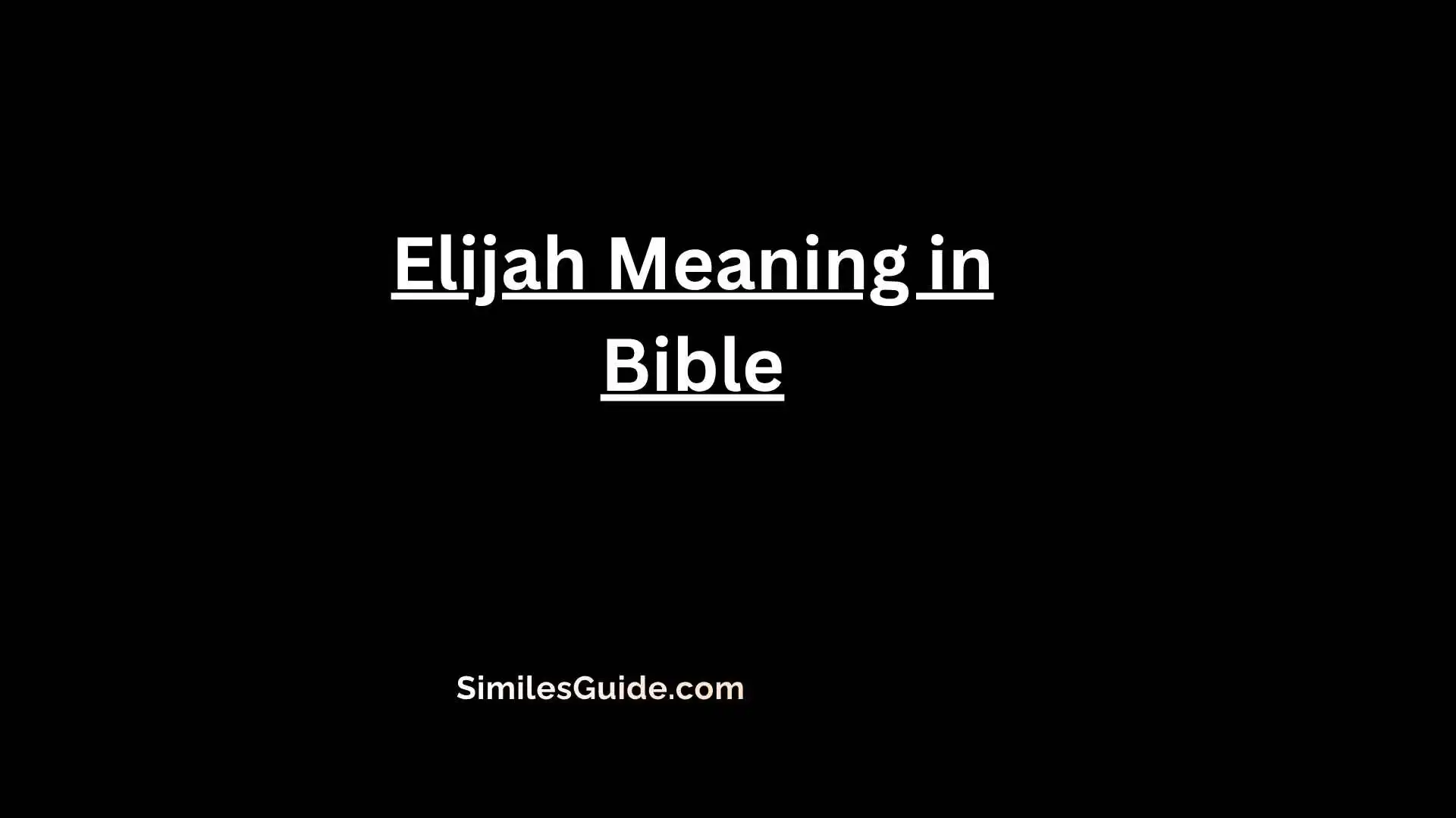 Elijah Meaning in Bible